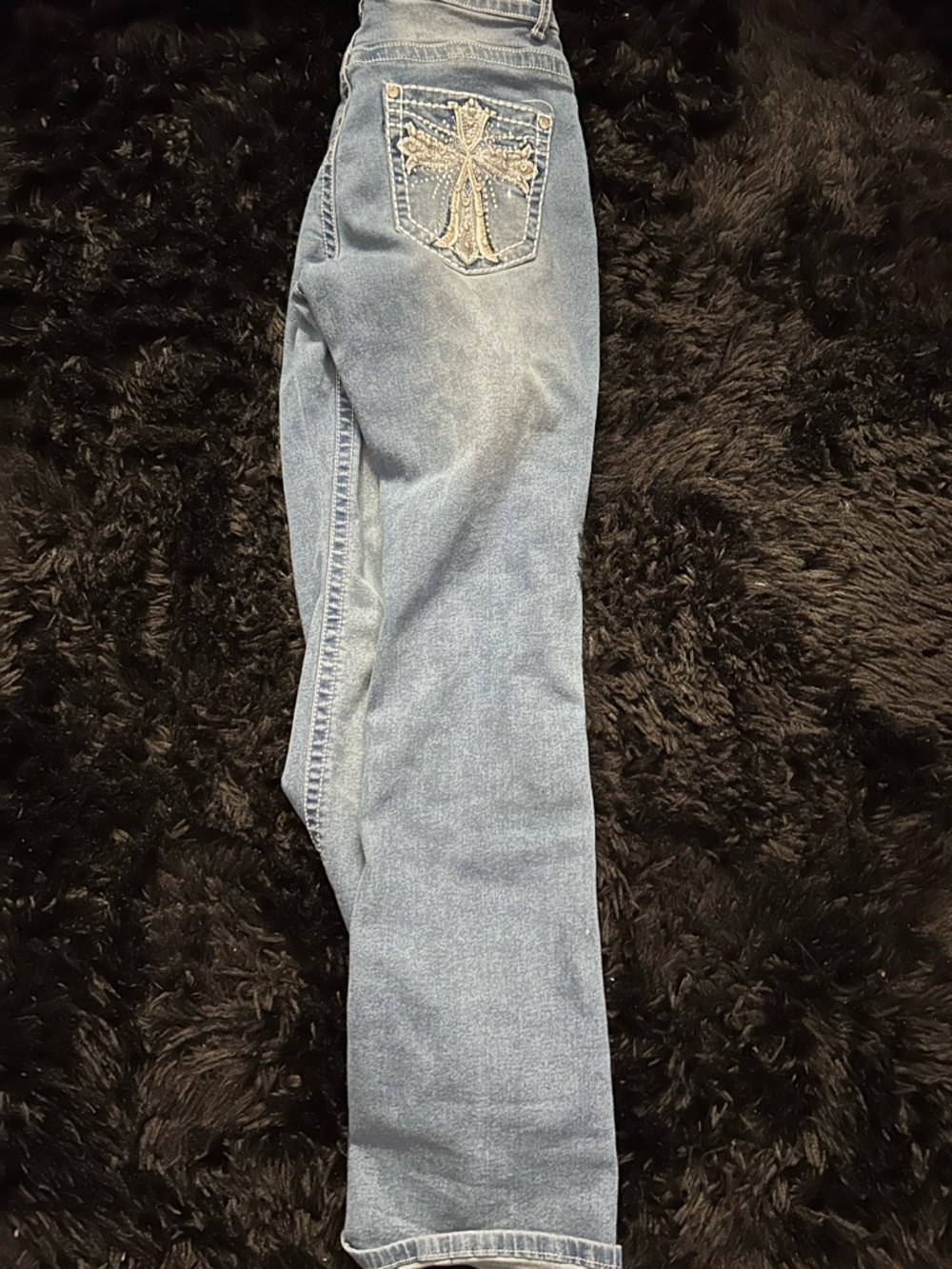 Embroidered cross y2k jeans